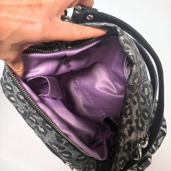 Coach Metallic Silver & Black Ocelot Purse – Designer Shoulder Bag - Picture 10 of 17